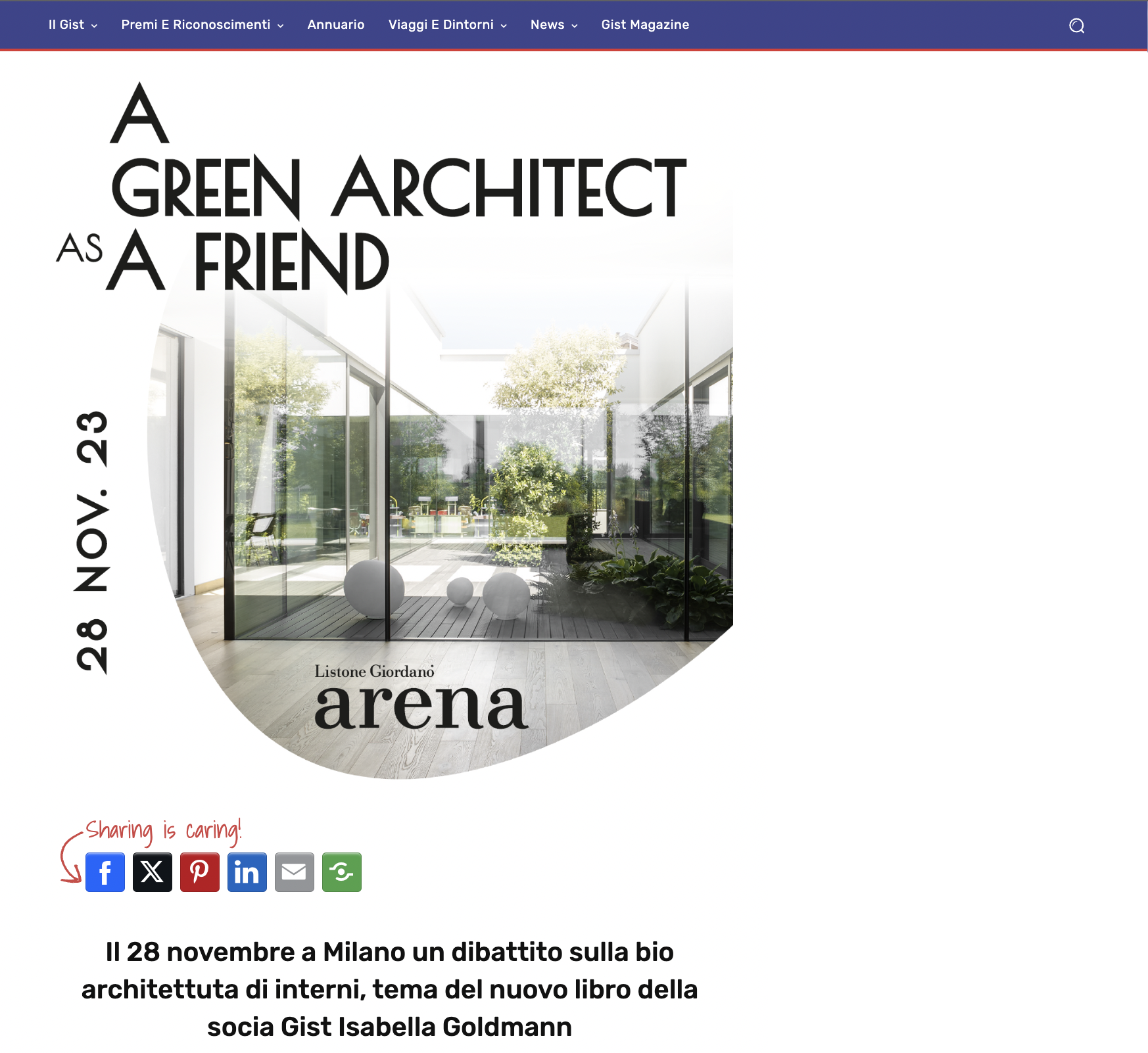 A green architect as a friend presentazione libro Listone Giordano 28 Novembre