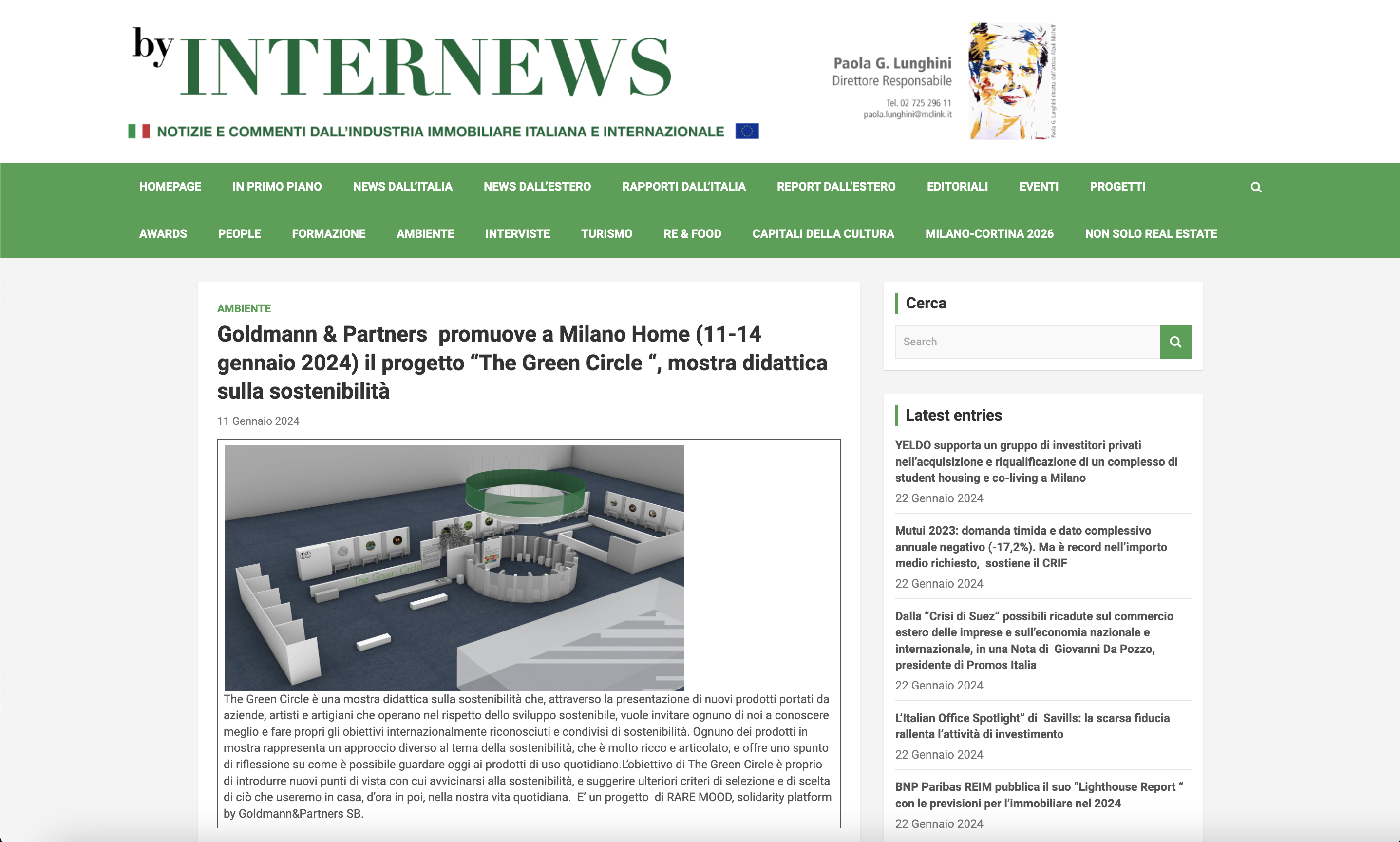 Goldmann & Partners promuove a Milano Home (11-14 gennaio 2024) il progetto “The Green Circle “, mostra didattica sulla sostenibilità